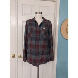 Rip Curl Plaid Flannel Button Down  Shirt/Jacket Gray and Burgundy Size M
